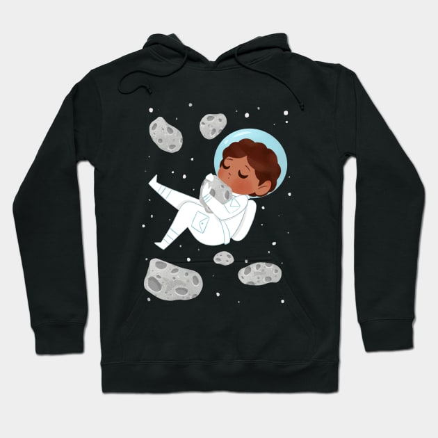 Asteroids and Astronaut Hoodie by Lobomaravilha